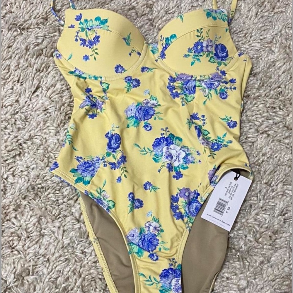 Weworewhat Yellow One piece Floral Bikini